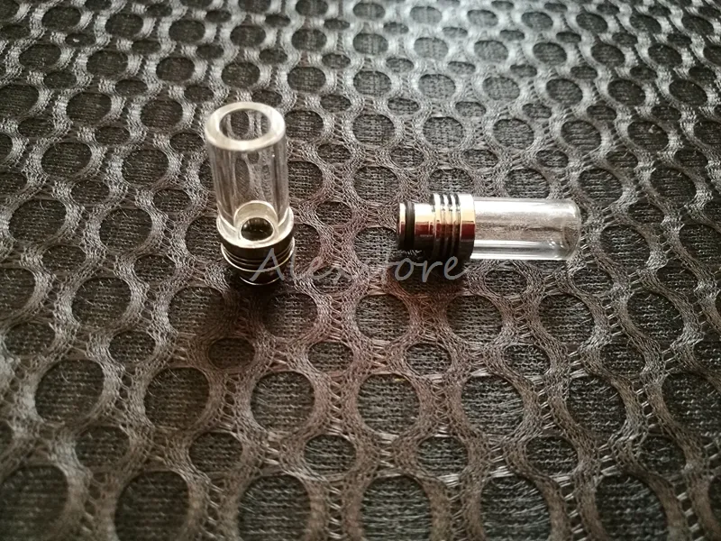 2 stili Pyrex Glass Acciaio inossidabile 510 Drip Tips Bocchino a punta lunga Driptip trasparente con foro obliquo RBA RDA