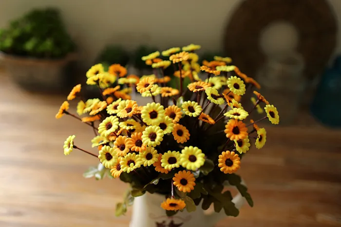 6stems/24heads Wholesale Artificial Helenium Rich Chrysanthemum flower Fake Silk Flowers Bouquets Home Garden Wedding Decorartion