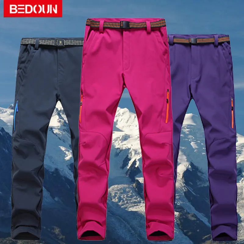 Snow Ski Calças Inverno Quente À Prova D 'Água Homens Mulheres Polartec Caminhadas À Prova de Vento Fleece Thermal Snowboard Pants Femme Calças