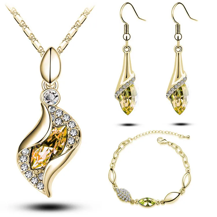 18K Gold Plated Austrian Crystal House Eye Jewelry Set For Women Necklace Earrings And Necklace And Bracelet Set Perfect For Weddings Engagements Or Gifts At An Affordable Price From Vecuteboutique 2....