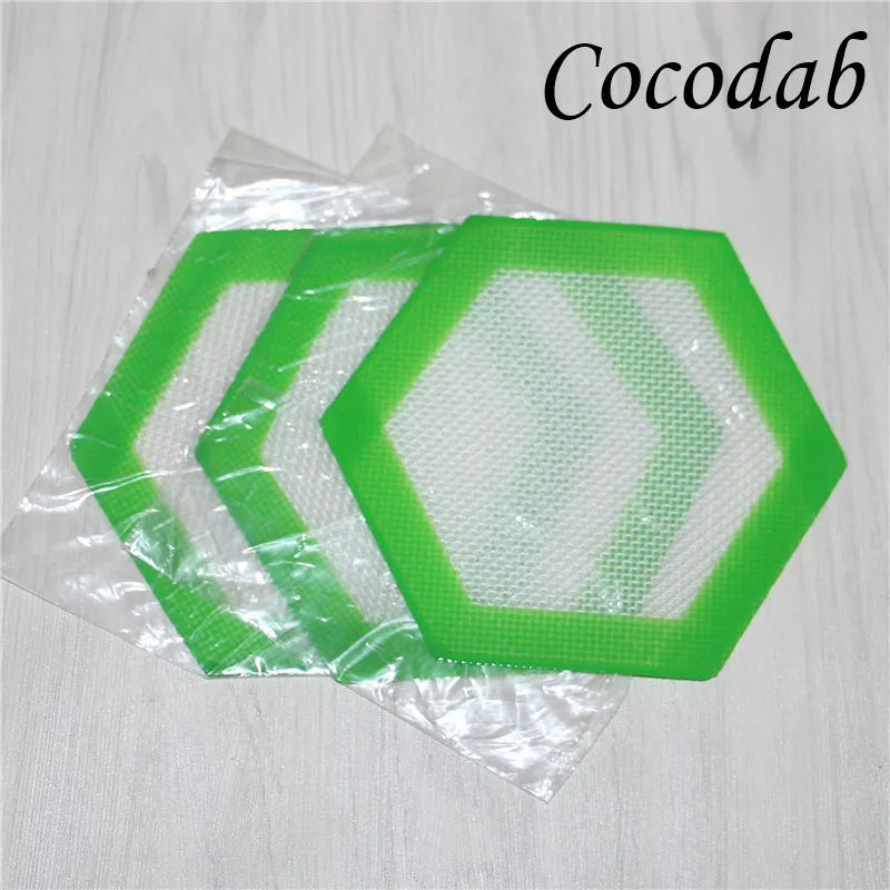 7070 mm Hexagon Mat Food Grade Siliconen Bakmat Dabber Sabebers Potten DAB Tool voor Silicon Dabber Oil Containers DHL5202876