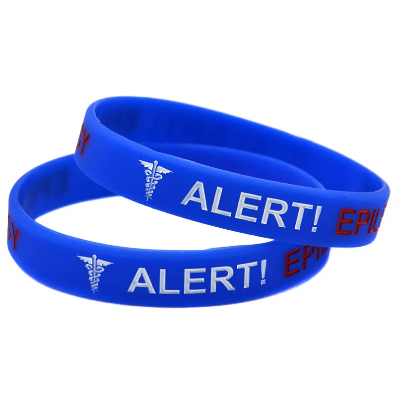 Bracelet en caoutchouc de Silicone pour épilepsie, 100 pièces, Logo rempli d'encre, porte ce Message comme rappel dans la vie quotidienne