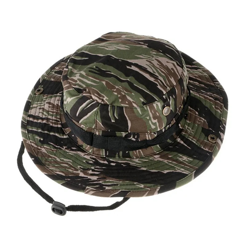 Camouflage Wide Brim Military Hat For Outdoor Activities Sunproof