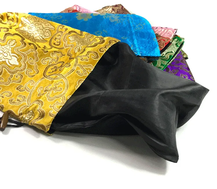 Luxury Jacquard Large Silk Brocade Pouch Drawstring Gift Packaging Bag Jewelry Crafts Bra Underwear Storage Pocket Shoe Dust Bags 3 size