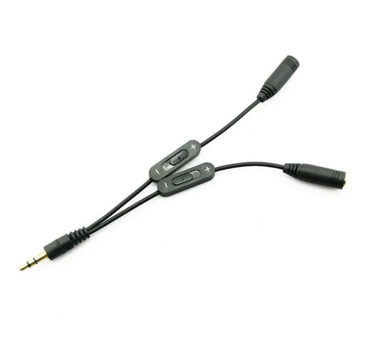 Promotion 3.5mm Male to 2 Female Stereo Audio Y Splitter Adapter audio Cable w/ Volume Control Audio Extension Cords