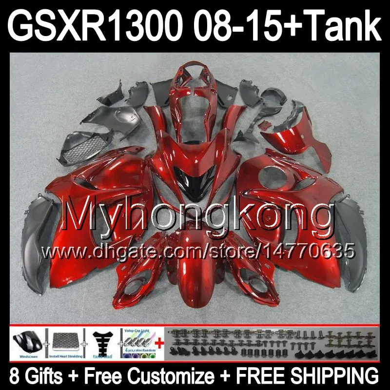 8gifts Rosso scuro per SUZUKI Hayabusa GSXR1300 2008 2009 2010 2011 14MY6 GSXR-1300 GSX R1300 GSXR 1300 2012 2013 2014 2015 Carenatura rosso scuro