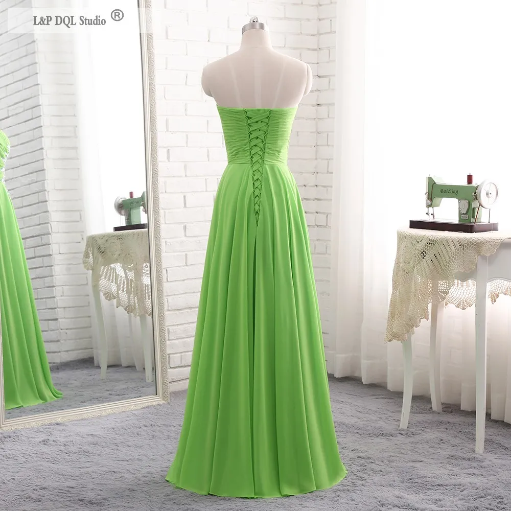 Royal Blue, Burgundy, and Champagne Green Chiffon lime Green bridesmaid dresses with Shining Sequins and Beads