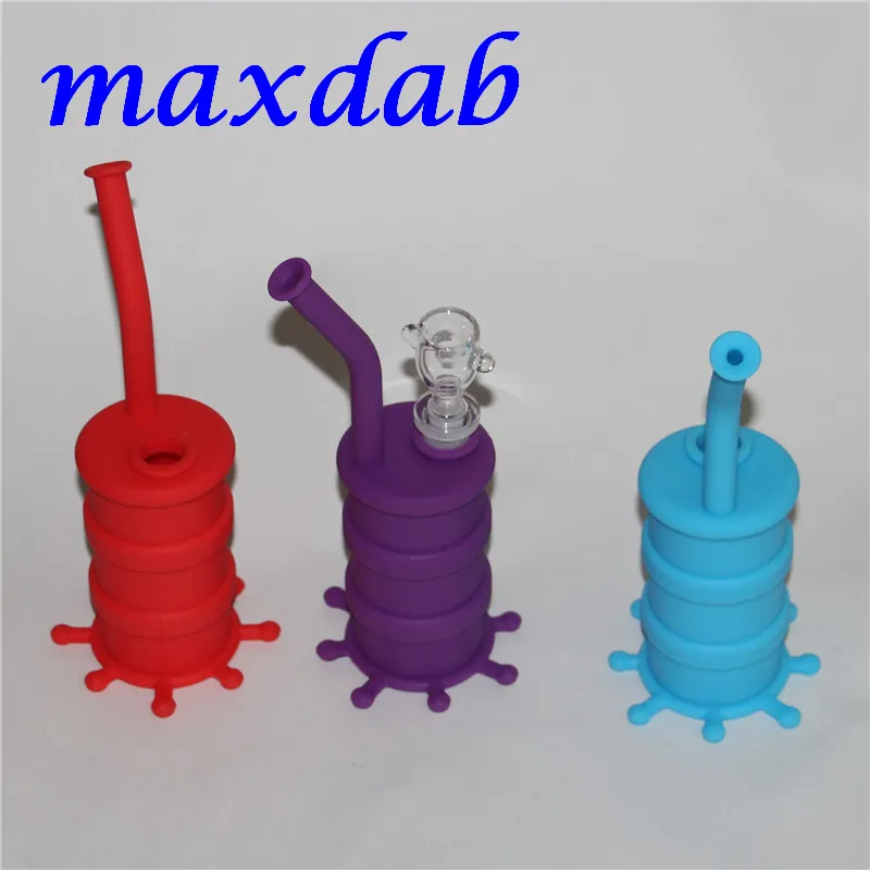 Groothandel Silicon Oil Drum Rigs Mini Siliconen Rigs Bongs Glas Water Pijp Tien Kleuren Voor Choice DHL Gratis verzending