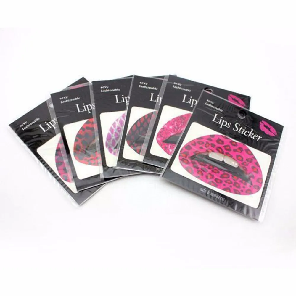 NEUE Temporäre Lippen Tattoo Aufkleber Lippenstift Kunst Transfers Viele Designs Bunte Kostüm Party Lip Make-Up9985815