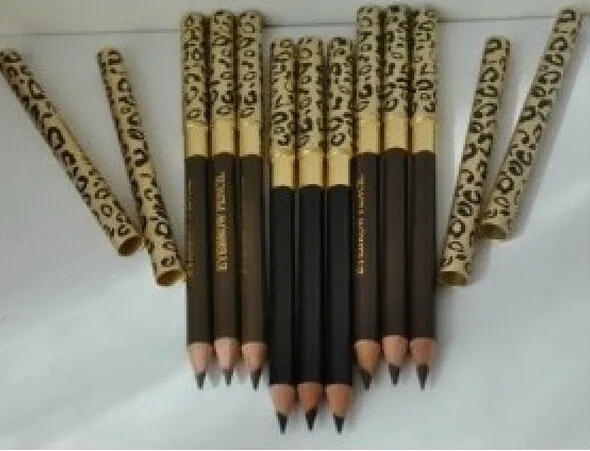 La matita marrone nera impermeabile del nuovo leopardo sopracciglio delle donne di trasporto libero con la spazzola compone l'eyeliner 12pcs/lot