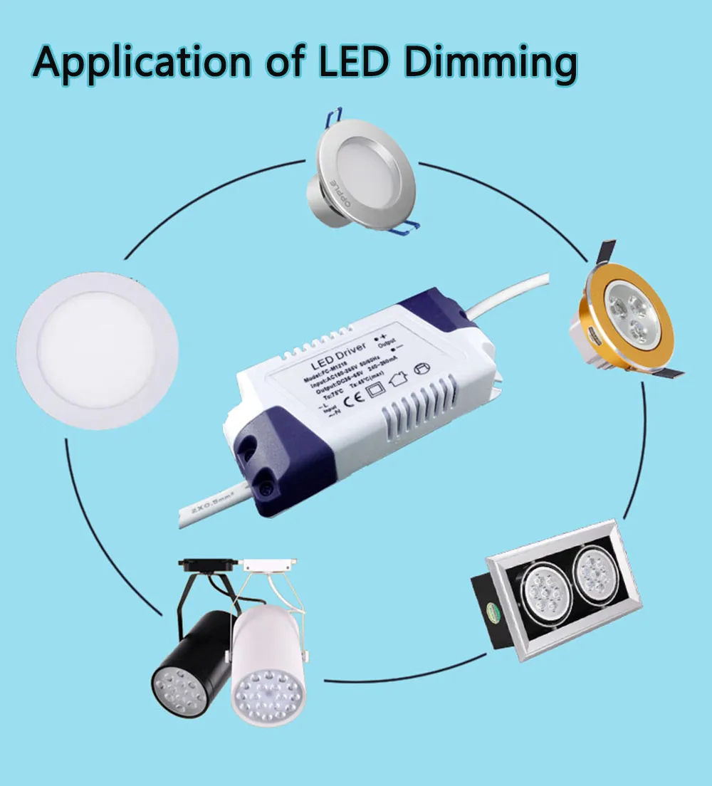 LED-dimning 6-7W Transformatorer Strömförsörjning Ingångsspänning AC220V Utgångsspänning DC18-23V 260-280mA Plastbruk För panel Ligh