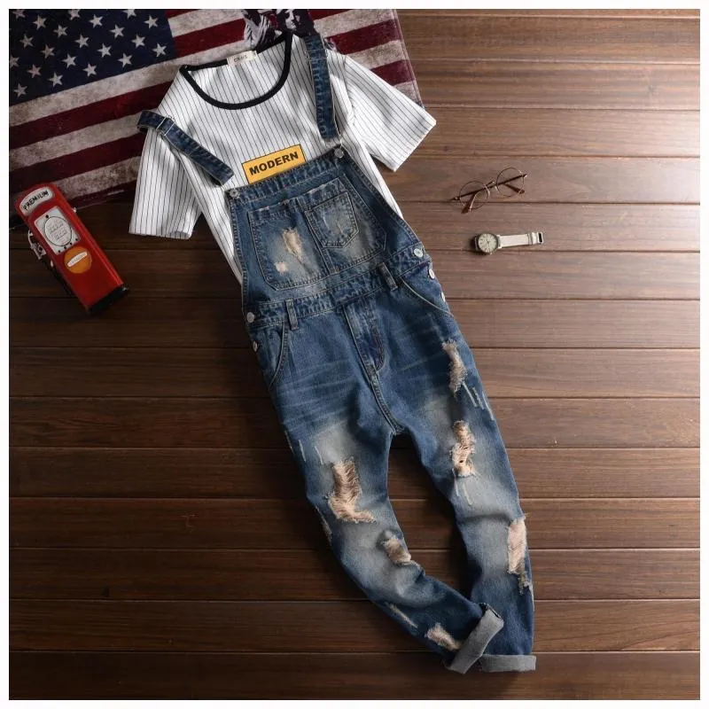 Compra Venta Al Por Mayor 2016 Marcas De Moda ROMPED JEANS BIB MODELES HOMBRES  HOMBRES SLIM FIT STEYNY JEANS Hombre Casual Destruir Lavado Denim Pumpsuits  Jeans Pantalones Barato | Entrega Rápida Y