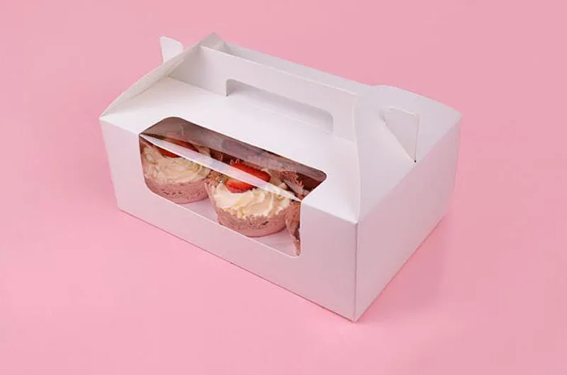 Boîte à cupcakes en papier avec fenêtre 6 trous gâteau muffin boîtes d'emballage mariage anniversaire porte-cadeau fournitures d'emballage ZA4021