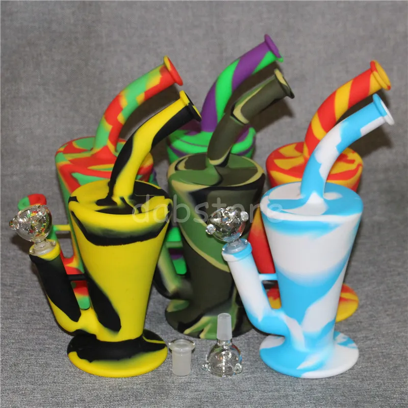 Wholesale High Quality Silicone Rigs Dab Jar Bongs Hookahs Water pipe Silicon Oil Drum Rigs free shipping DHL