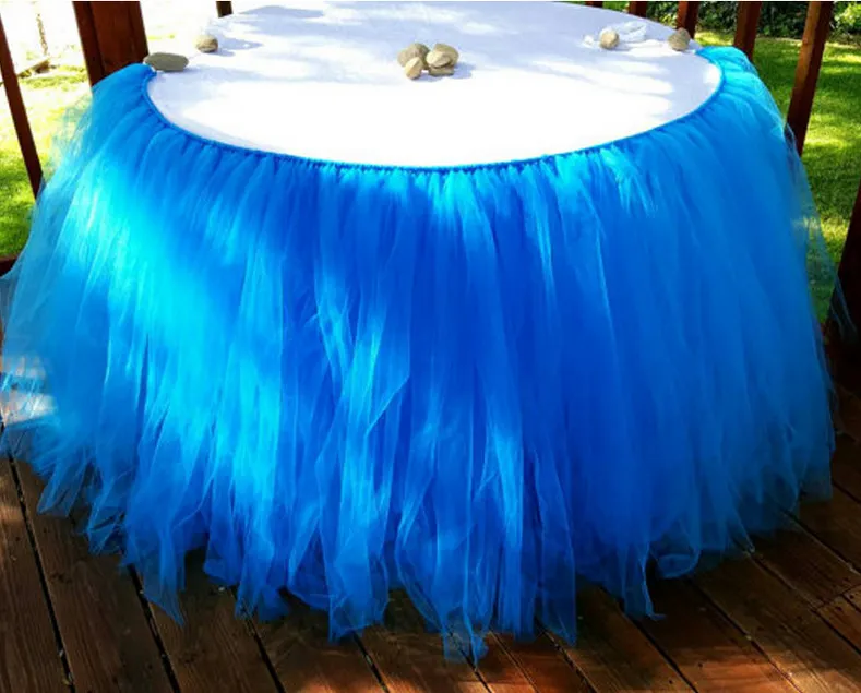 結婚式の誕生日パーティーテーブルTulle Tutu Skirt 2017カスタムメイド91.5 * 80cmファッションホームの装飾テーブルスカートホリデーフェスティバルパーティーテーブルクロス