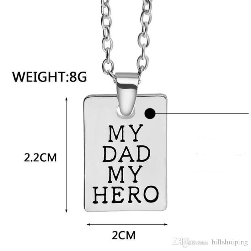 Fashion Dad Hero Silver Plated Charm Pendant Necklace With Chain Jewelry Gift For Father's Day Family Love