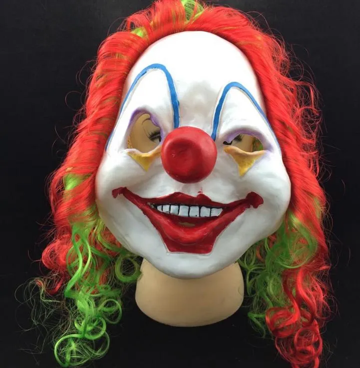 Gruselige Clown-Maske für Erwachsene, Halloween, böser Killer, Kostüm, Horror, lustige Latex-Haare, Vollgesichtsmasken, Party-Kostüm, Cosplay-Zubehör