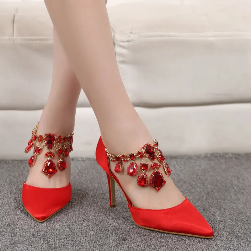 2017 zijde homecoming prom feest schoenen voor dame zwart zilver roze rode fuchsia hoge hak steentjes bruiloft bruids schoenen kleine maat plus size