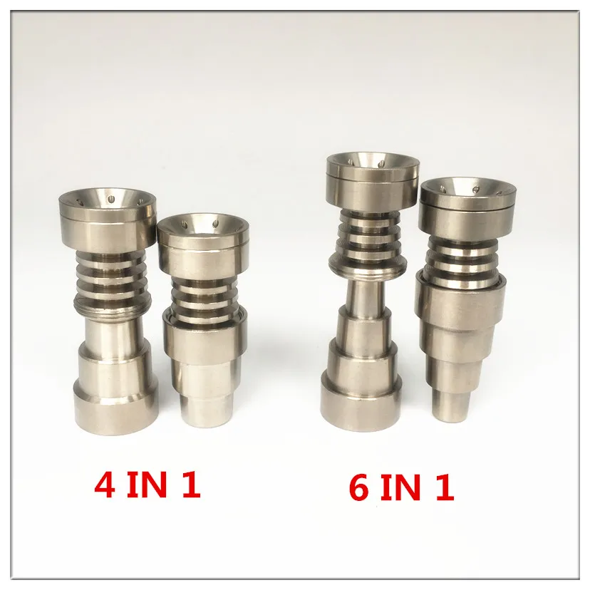 Fully Adjustable Titanium Nails 6 in 1 fit for 10/14/18mm Female and male joint glass pipe 3 parts Domeless Titanium Nail Carb Factory Price