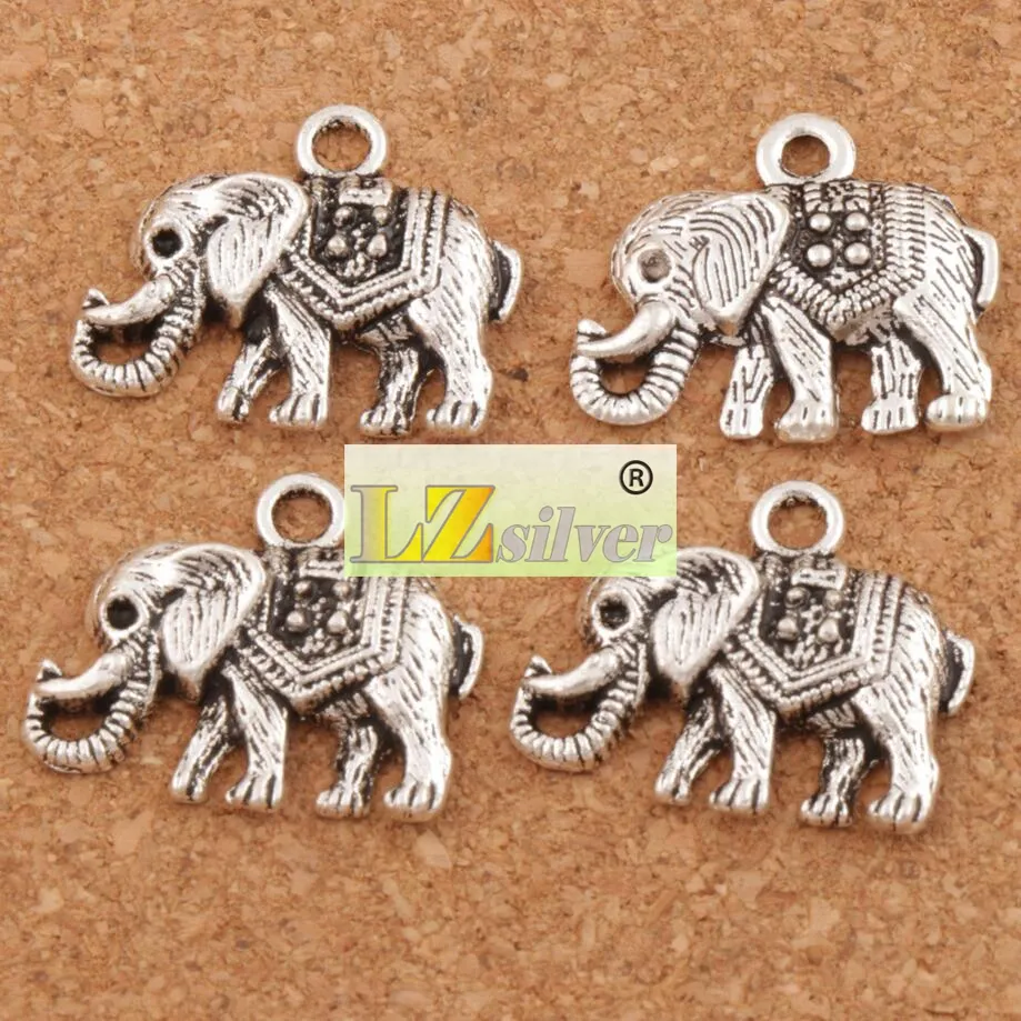 Mammut Elefant Charms Anhänger 100 teile/los 24x19 mm Antike Silber Schmuck DIY Fit Armbänder Halskette Ohrringe L1187