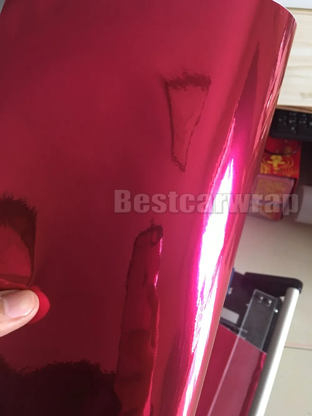 Best Quality Stretchable Rose Red Chrome Mirror Vinyl Wrap Film for Car Styling foil air Bubble Free Size:1.52*20M/Roll5ft x67ft