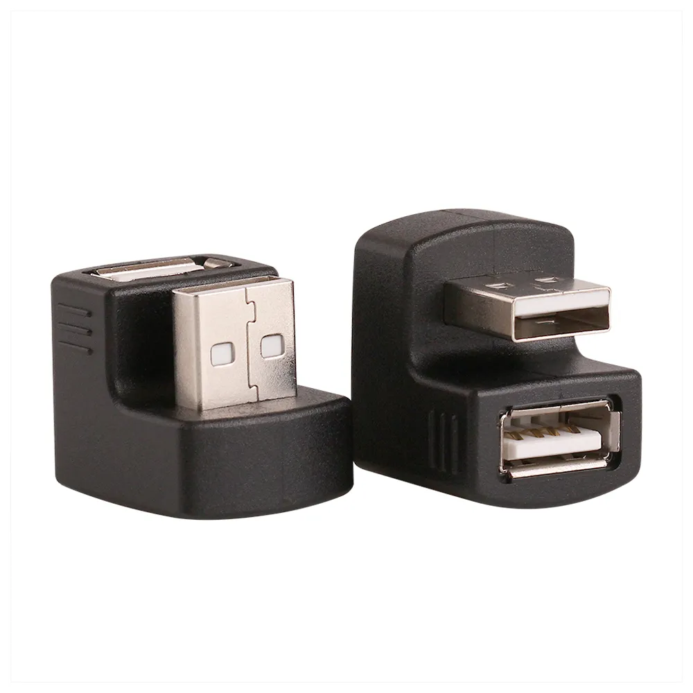 ZJT49 Svart 180 graders USB Man till en kvinnlig förlängning Extender M / F Adapter Cable Connector för 3G Router Car