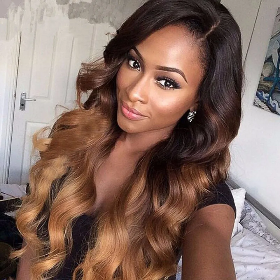 Indian Unprocess T1B/27 Ombre Haarverlängerungen Two Tone Blonde Ombre Human Hair Bundles 3 Stück indisches reines Haar Körperwelle Bundles Weave