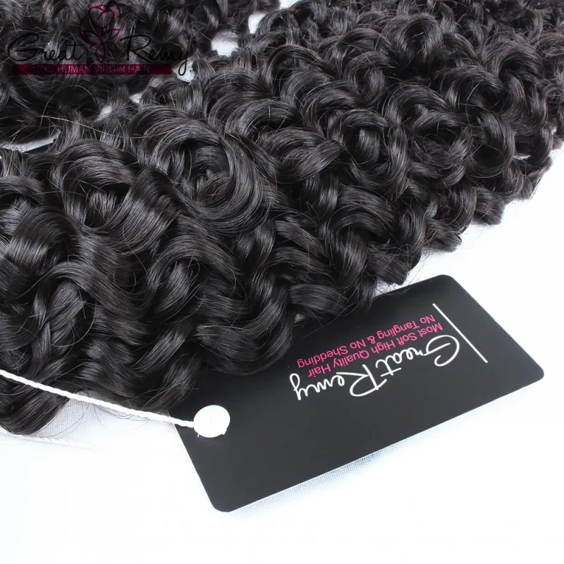 Greatemy® Full cutical Curly Hair Weave Obehandlat Peruvian Virgin Human Hair Weft Deep Curly / Naturlig svart hårförlängning