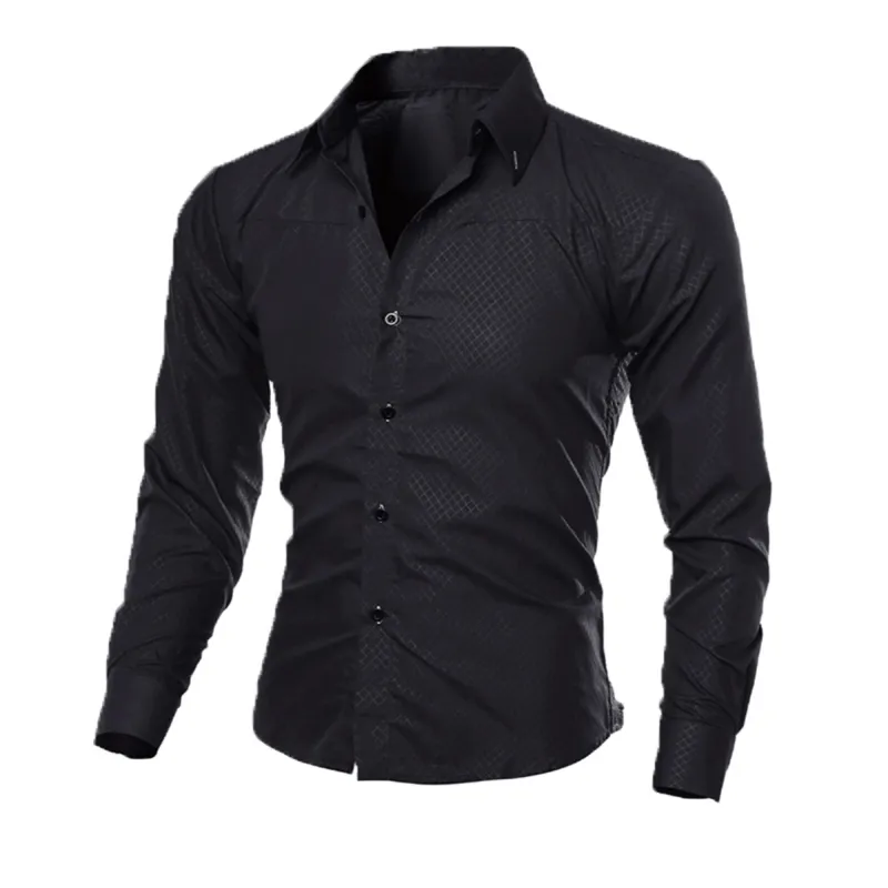 Luxe Heren Slim Fit Shirt Lange Mouw Overhemden Casual Formele Zakelijke Shirts Effen Merk Kleding camisa sociale masculina M-4XL