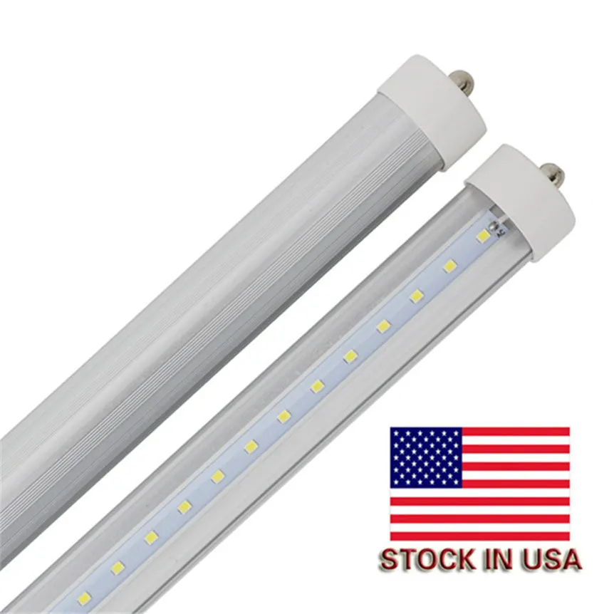 Stock In US + 8ft fa8 led tube Single Pin 8 FT T8 Led Light Tubes 240LEDs SMD2835 Led Fluorescent Light 48W 4800LM AC85-277V