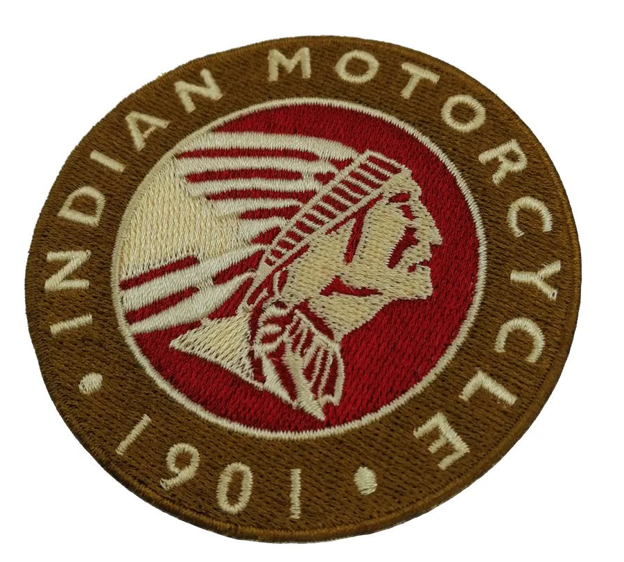 1901 INDIAN MOTORCYKEL Rocker Broderad Iron On Patch Motorcykel Biker Club MC Frontjacka Punkväst Patch Detaljerad broderi227H