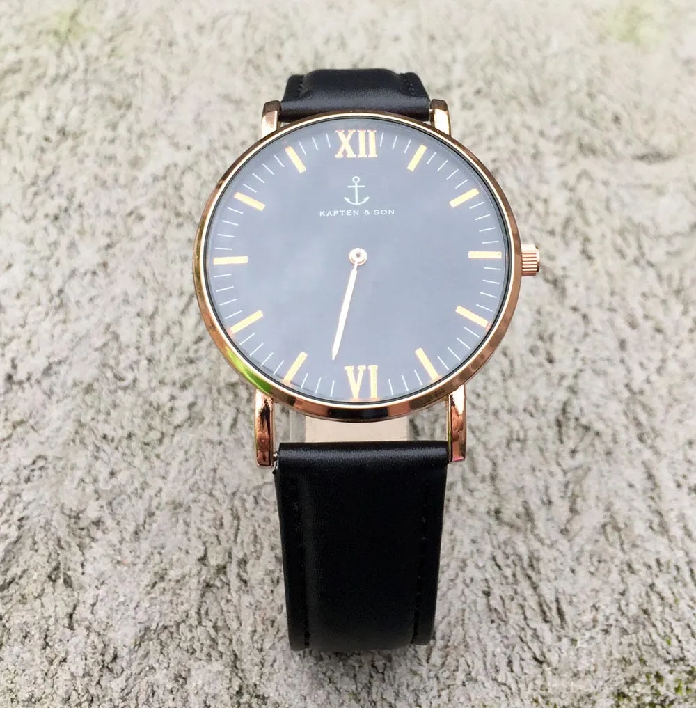 Moda Kapten Son Marka Kobiety Mężczyźni Unisex Skórzany Pasek Kwarcowy Wrist Watch