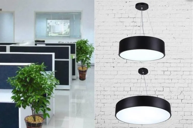 Modern Minimalism LED Pendant Lamp Round Chandeliers Black Lighting Fixtures for Office Study Room Livingroom Bedroom AC85-265V299r