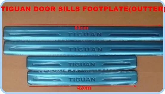stainless steel 4external+4 internaldoor sills scuff footplate,guard plates,protection bar with logo for Volkswagen Tiguan 2009-2015