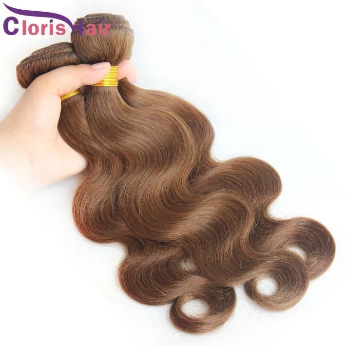 Clearance Sale Mixed Body Wave Malaysian Virgin Human Hair Weave Bundles #4 Dark Brown Wavy Natural Weft Full Bodywave Sew In Extensions