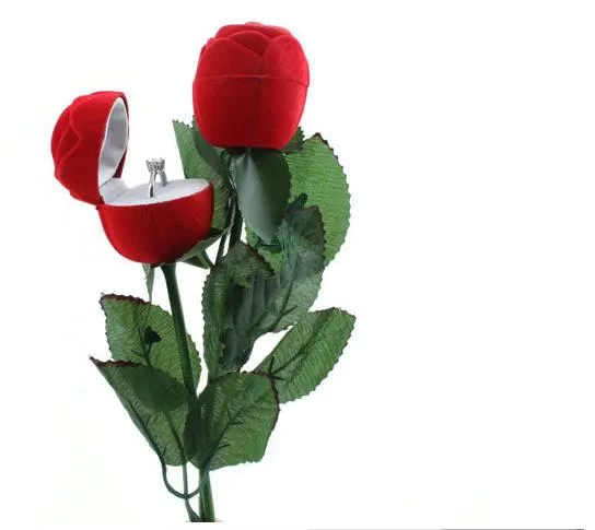 100 sztuk Nowość Czerwona Róża Zaręczyna Obrączka Pudełko Kolczyki Wisiorki Biżuteria Case Hot