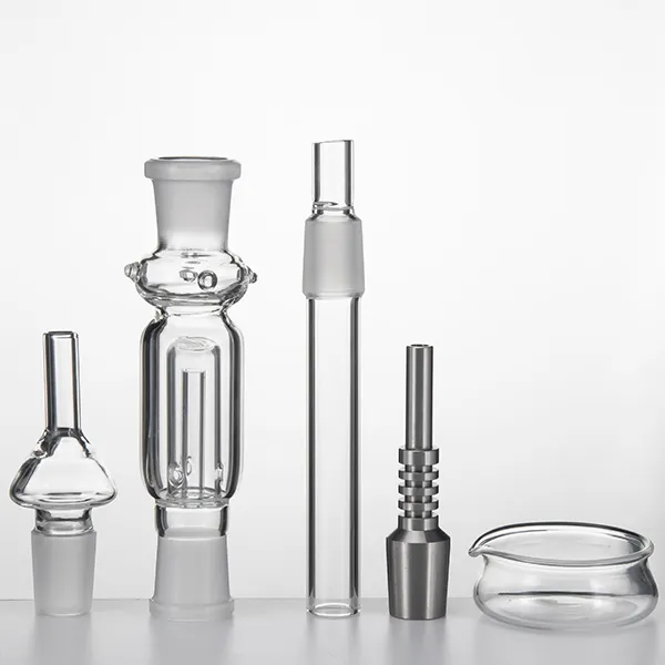 Hot Selling Mini Nector Collector Kit 19mm Joint Straw with Titanium Tip and Quartz Nail Glass Ashtray for Water Pipes