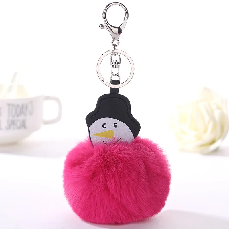 Haute qualité dessin animé bonhomme de neige boule de cheveux porte-clés accessoires créatifs sac pendentif en cuir PU KR363 porte-clés mélanger l'ordre 20 pièces beaucoup