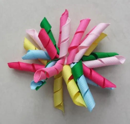 baby girls 3inch rainbow curlers Corker flowers bows hair clip hair ties korker ribbon hair bobbles elastic rope PD0078547337