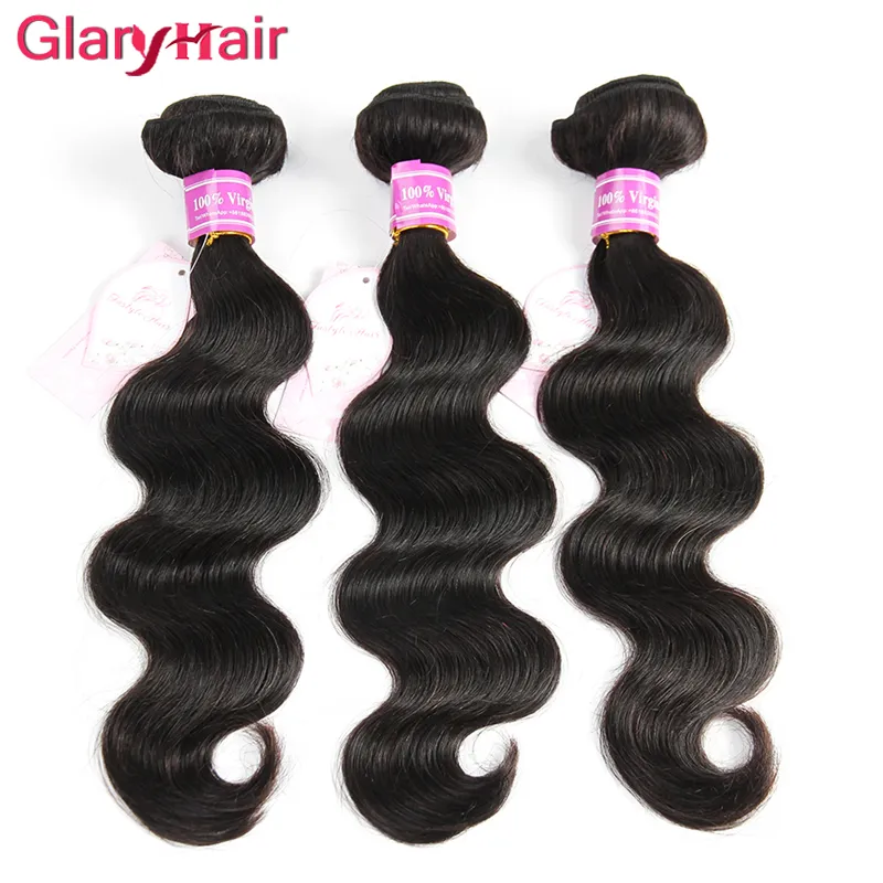 Glary nouveau style de mode cheveux humains paquets brésiliens vague de corps cheveux tisse double Wft non transformés extensions de cheveux 4 paquets en gros