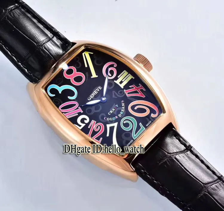 High Quality CRAZY HOURS 8880 CH Black Dial Automatic Mens Watch Rose Gold Leather Strap High Quality New Sport Cheap Watches