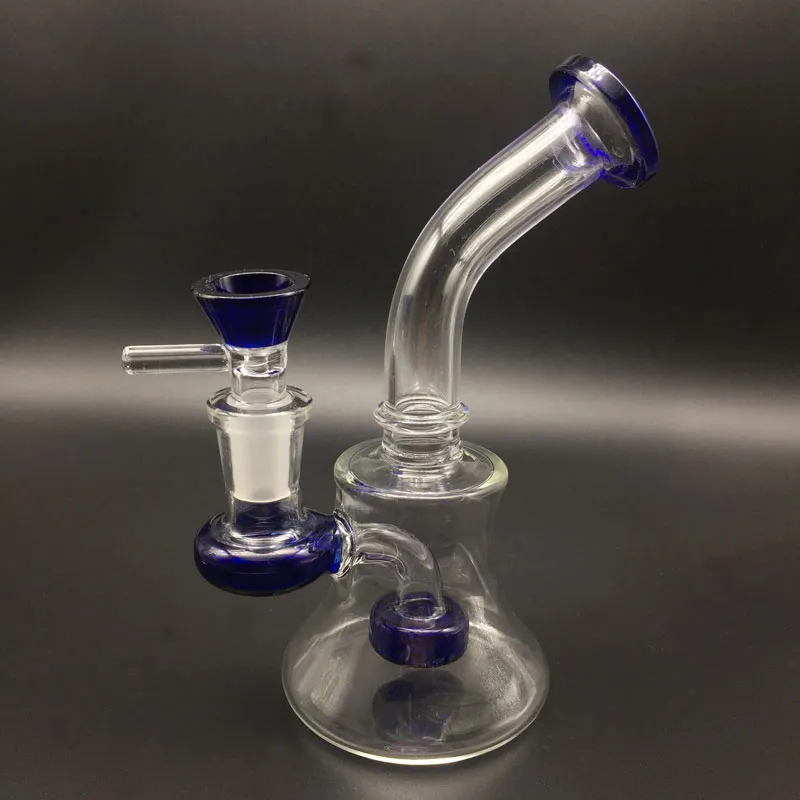 6 pouces mini bangs en verre avec des bols en verre colorés gratuits Heady Beaker bong Oil Rigs Pipes à eau en verre