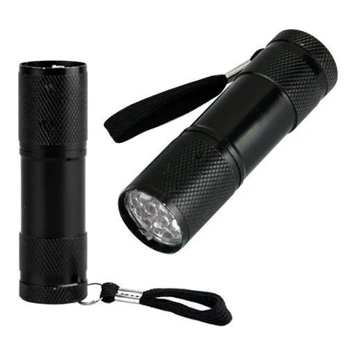 UV Ultra Violet Blacklight 9 LED Flashlight Torch Light Outdoors Mini LED 300LM Camping Waterproof
