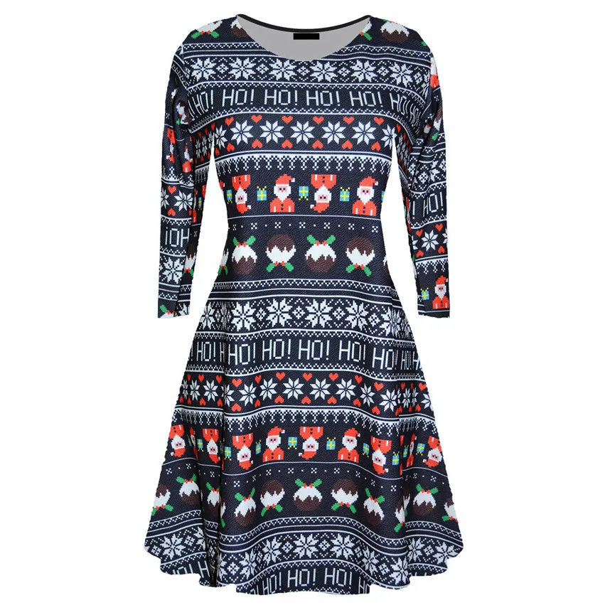 Womens Xmas Christmas Santa Ladies Snowman Swing Dress Pluz Size From ...