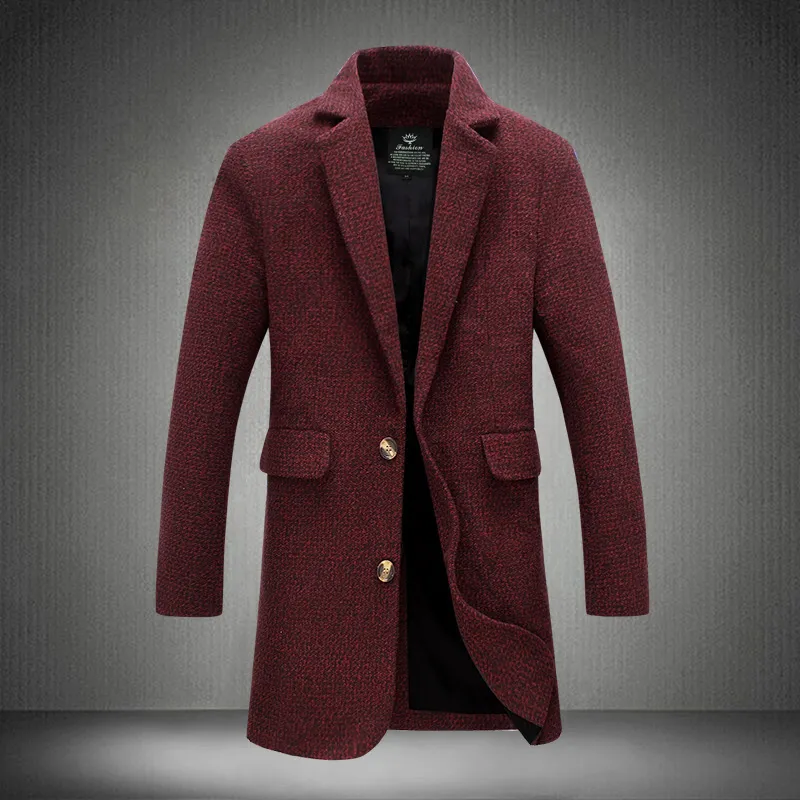 All'ingrosso- 5XL 2017 Nuovo Trench Coat Uomo Top Fashion Style Primavera Inverno Cappotto maschile Marchio di abbigliamento Vino di qualità Rosso Homme Trench Coat