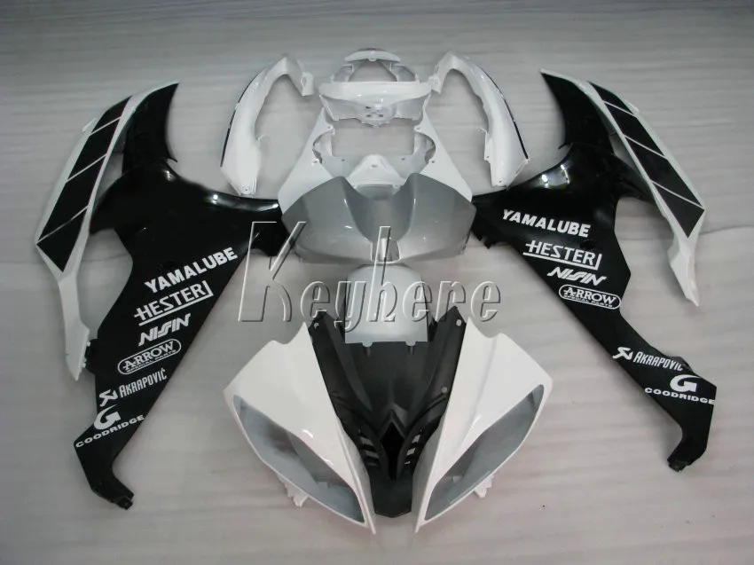 100% apto para carenados de molde de inyección Yamaha YZF R6 08 09 10 11-15 kit de carenado de motocicleta blanco negro clásico YZFR6 2008-2015 YT22