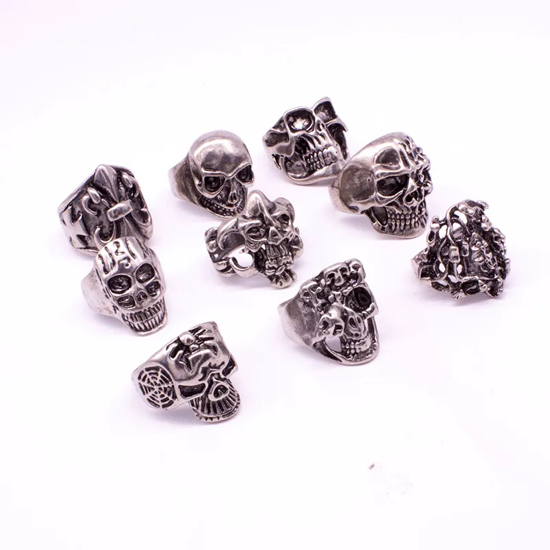 Skull Skeleton Gothic Alloy Rings Wholesale Punk style rings for mens