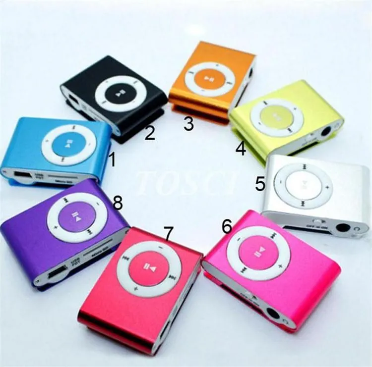 미니 클립 디지털 MP3 음악 플레이어 USB SD 카드 슬롯 혼합 된 색상 Freeshipping