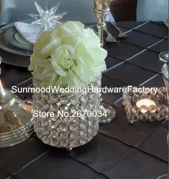 glass diamond Crystal bead candle holder for Wedding decoration