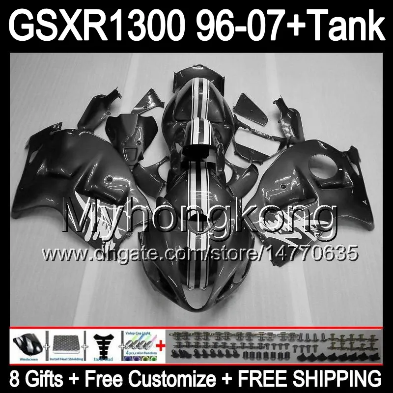 8gift For SUZUKI Hayabusa GSXR1300 96 97 98 99 00 01 silver grey 13MY203 GSXR 1300 GSX - R1300 02 04 05 07 silver grey Fairing